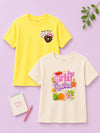 BambooTEC™ Girls Half Sleeve T-Shirt Pack of 2 – Girls Rule & Donut Graphic Print Soft Summer Tee Set