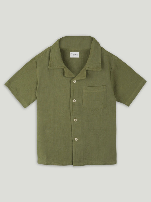 Light Organic Cotton Shirt & Pant Dark Green Co-ord Set