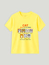 BambooTEC™ Unisex Kids T-Shirt – Cat Mood Print Soft Breathable Tee