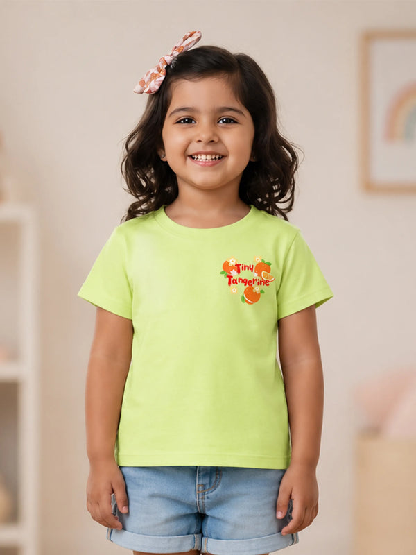 BambooTEC™ Girls T-Shirt – Tiny Tangerine Print Soft Breathable Tee