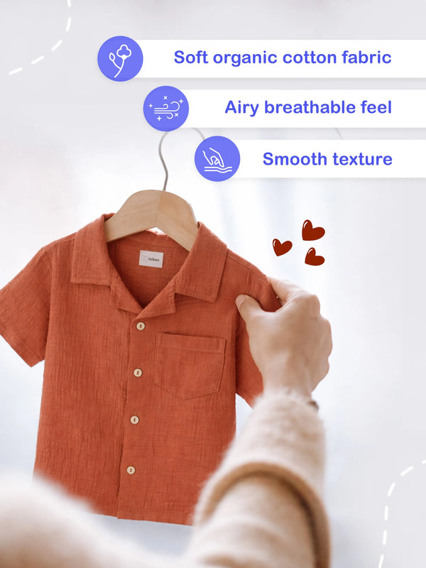 Light Organic Cotton Shirt & Pant Rust Co-ord Set