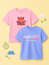 BambooTEC™ Unisex Kids Half Sleeve T-Shirt Pack of 2 – Roaring Spring & Explore Graphic Print Soft Summer Tee Set