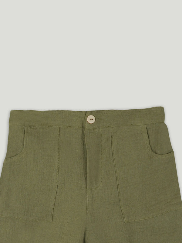 Light Organic Cotton Shirt & Pant Dark Green Co-ord Set