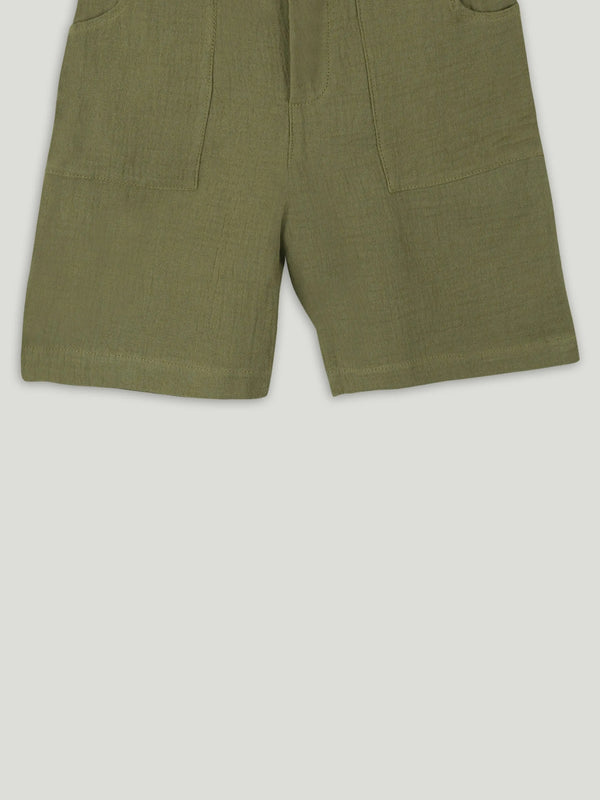 Light Organic Cotton Shirt & Pant Dark Green Co-ord Set