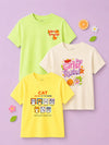 BambooTEC™ Girls Half Sleeve T-Shirt Pack of 3 – Tiny Tangerine, Girls Rule & Cat Mood Graphic Print Soft Summer Tee Set