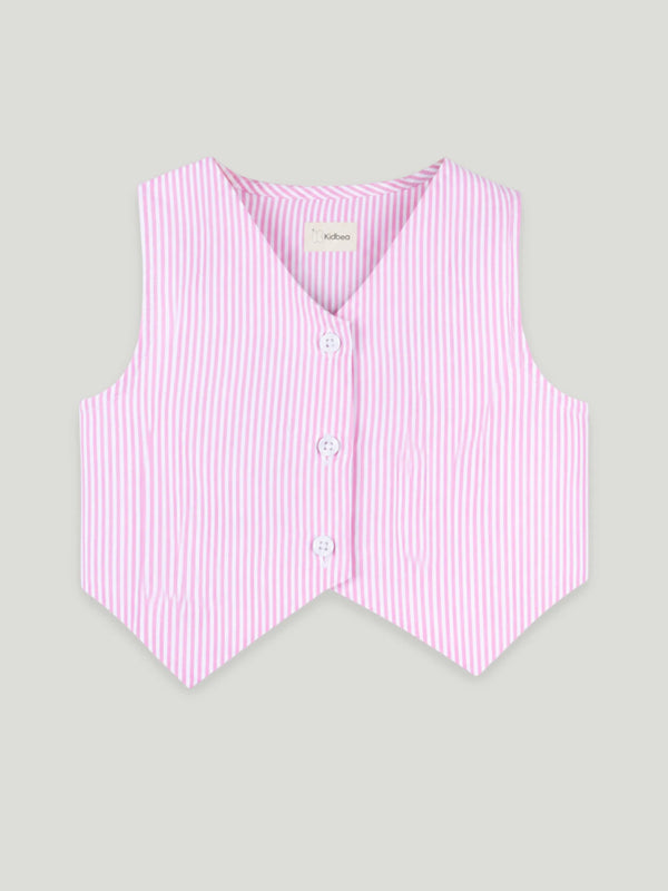 Girls Pink Striped Co-Ord Set |Organic Cotton
