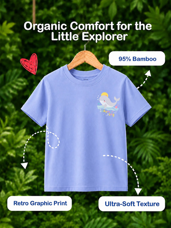 BambooTEC™ Unisex Kids Half Sleeve T-Shirt Pack of 2 – Beach & Whale Graphic Print Soft Summer Tee Set