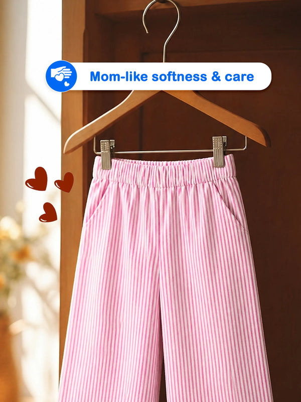 Girls Pink Striped Co-Ord Set |Organic Cotton