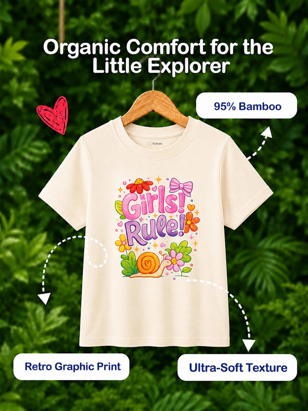 BambooTEC™ Girls Half Sleeve T-Shirt Pack of 2 – Growing Everyday & Girls Rule Graphic Print Soft Summer Tee Set