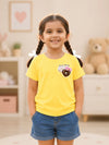 BambooTEC™ Girls T-Shirt – Soft Breathable Yellow Donut Print Half Sleeve Tee for Kids