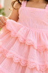 Blush Pink Lace-Tiered Dress