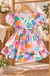 Multicolor Floral Ruffle Dress