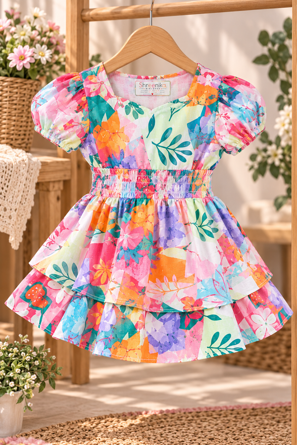 Multicolor Floral Ruffle Dress
