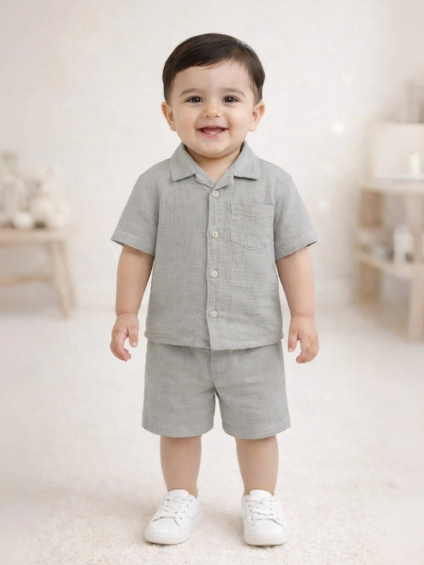Light organic cotton Shirt & Pant Grey | Co-ord Set