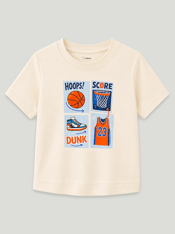 BambooTEC™ Unisex Kids T-Shirt – Basketball Print Soft Breathable Tee