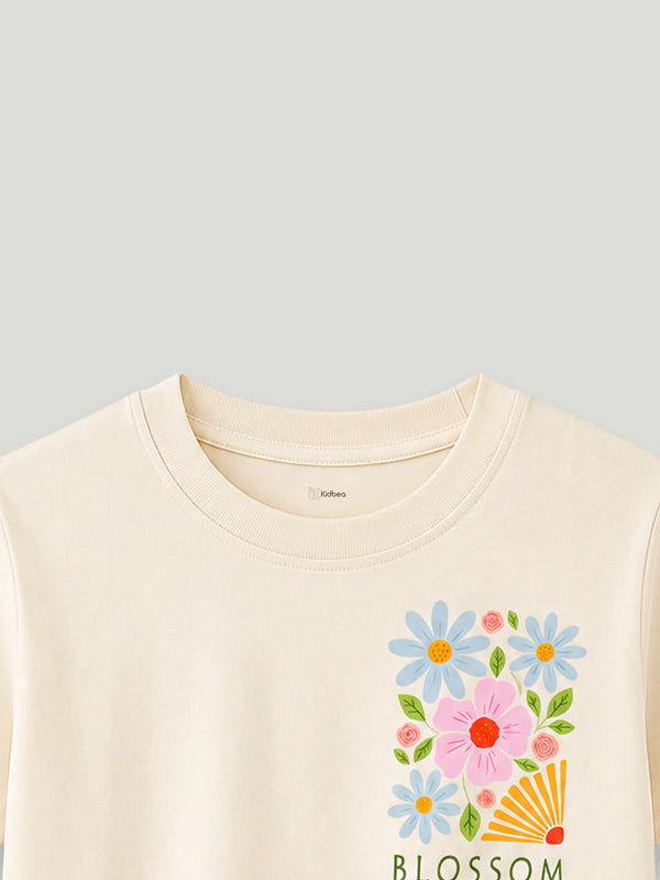 BambooTEC™ Girls T-Shirt – Blossom Flower Print Soft Breathable Tee