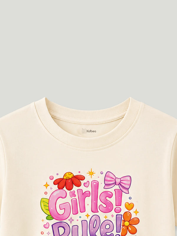 BambooTEC™ Girls T-Shirt – Girls Rule Print Soft Breathable Half Sleeve Tee