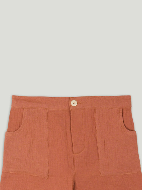 Light Organic Cotton Shirt & Pant Rust Co-ord Set