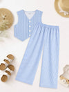 Girls Blue Striped Co-Ord Set | Organic Cotton