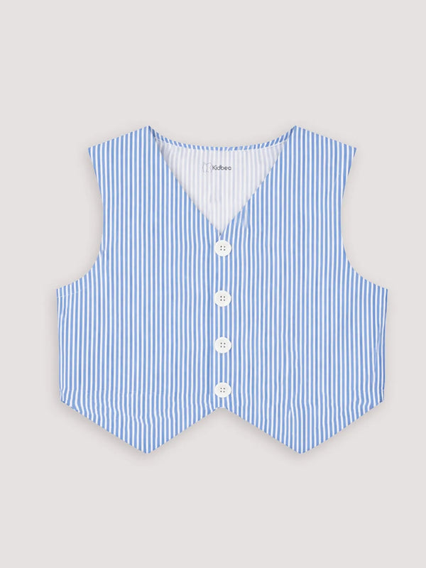 Girls Blue Striped Co-Ord Set | Organic Cotton