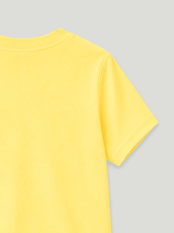 BambooTEC™ Girls T-Shirt – Soft Breathable Yellow Donut Print Half Sleeve Tee for Kids