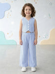 Girls Blue Striped Co-Ord Set | Organic Cotton