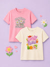 BambooTEC™ Girls Half Sleeve T-Shirt Pack of 2 – Growing Everyday & Girls Rule Graphic Print Soft Summer Tee Set