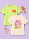 BambooTEC™ Girls Half Sleeve T-Shirt Pack of 2 – Tangerine & Girls Rule Graphic Print Soft Summer Tee Set