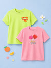 BambooTEC™ Girls Half Sleeve T-Shirt Pack of 2 – Tangerine & Sweet Treats Graphic Print Soft Summer Tee Set