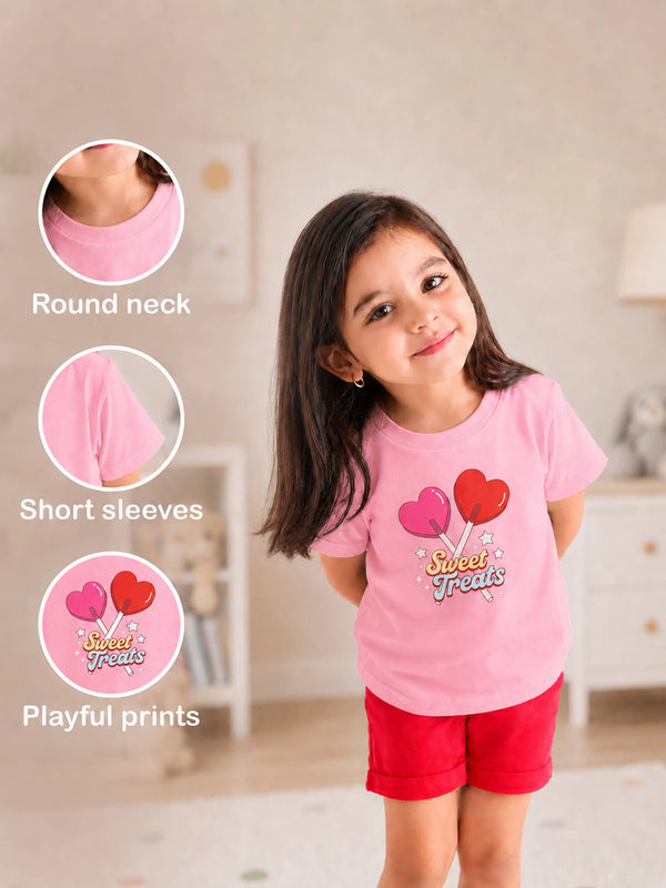 BambooTEC™ Girls Half Sleeve T-Shirt Pack of 2 – Sweet Treats & Whale Graphic Print Soft Summer Tee Set