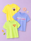 BambooTEC™ Girls Half Sleeve T-Shirt Pack of 3 – Donut Worry, Tiny Tangerine & Explore Graphic Print Soft Summer Tee Set
