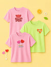 BambooTEC™ Girls Half Sleeve T-Shirt Pack of 3 – Roaring Spring, Tiny Tangerine & Sweet Treats Graphic Print Soft Summer Tee Set