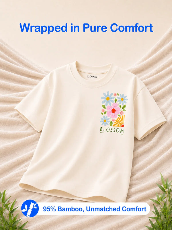 BambooTEC™ Girls Half Sleeve T-Shirt Pack of 3 – Growing Everyday, Sweet Treats & Blossom Graphic Print Soft Summer Tee Set