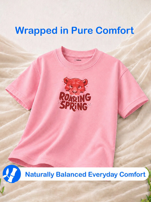 BambooTEC™ Girls Half Sleeve T-Shirt Pack of 2 – Roaring Spring & Tangerine Graphic Print Soft Summer Tee Set