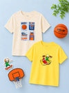 BambooTEC™ Unisex Kids Half Sleeve T-Shirt Pack of 2 – Soft Breathable Basketball & Skateboard Graphic Print Tee