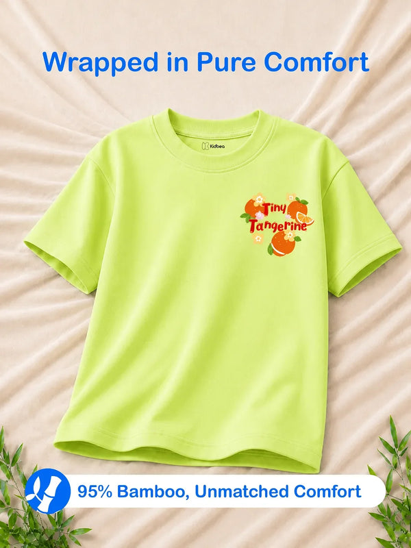 BambooTEC™ Girls Half Sleeve T-Shirt Pack of 2 – Donut & Tangerine Graphic Print Soft Summer Tee Set