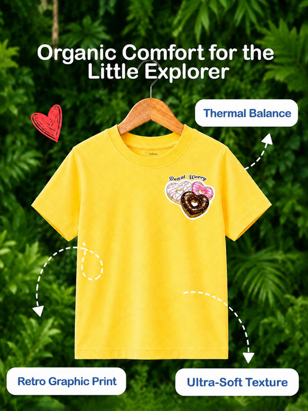 BambooTEC™ Girls Half Sleeve T-Shirt Pack of 3 – Tiny Tangerine, Blossom & Donut Graphic Print Soft Summer Tee Set