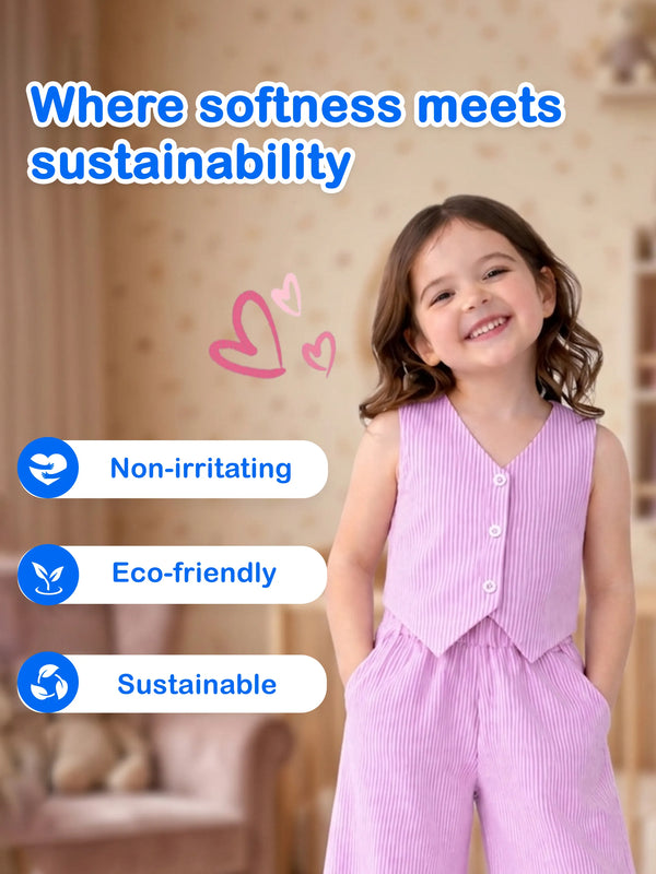 Girls Pink Striped Co-Ord Set |Organic Cotton