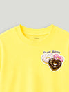 BambooTEC™ Girls T-Shirt – Soft Breathable Yellow Donut Print Half Sleeve Tee for Kids