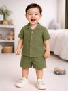 Light Organic Cotton Shirt & Pant Dark Green Co-ord Set