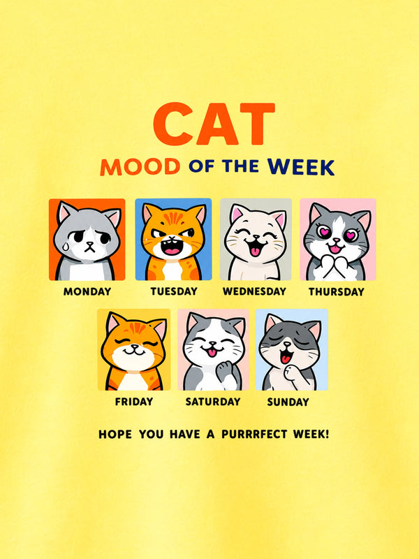 BambooTEC™ Unisex Kids T-Shirt – Cat Mood Print Soft Breathable Tee