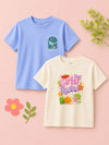 BambooTEC™ Girls Half Sleeve T-Shirt Pack of 2 – Girls Rule & Ocean Graphic Print Soft Summer Tee Set