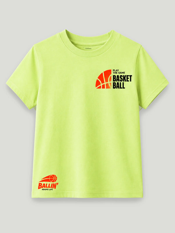 BambooTEC™ Unisex Kids T-Shirt – Basketball Print Soft Breathable Tee