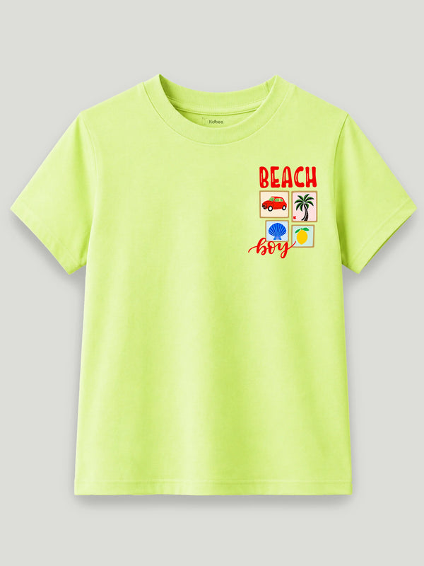 BambooTEC™ Unisex Kids T-Shirt – Beach Print Soft Breathable Tee