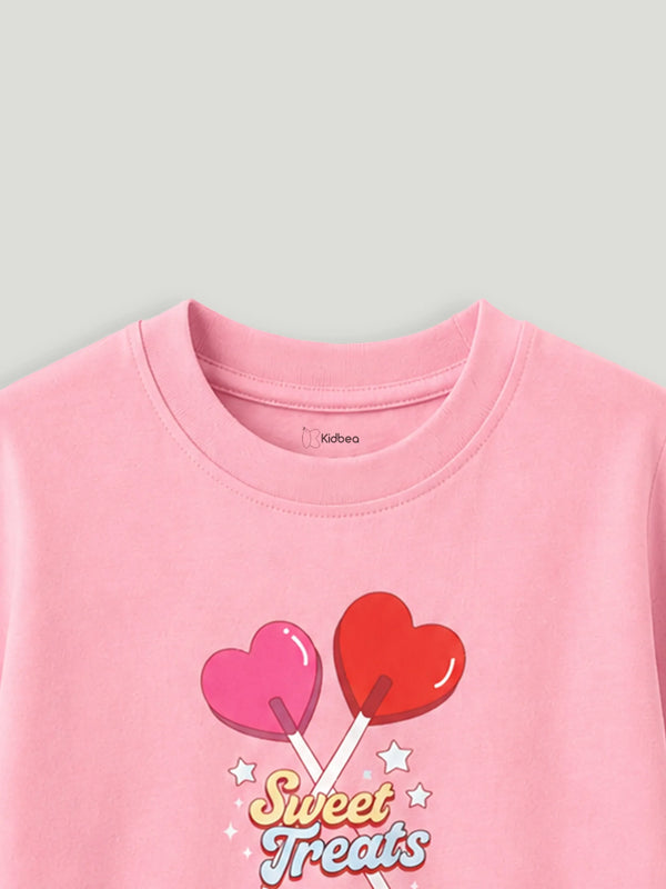 BambooTEC™ Girls Kids T-Shirt – Sweet Treats Print Soft Breathable Tee