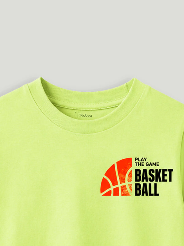 BambooTEC™ Unisex Kids T-Shirt – Basketball Print Soft Breathable Tee
