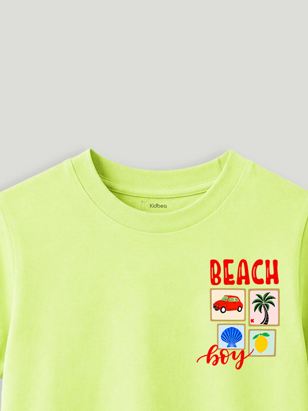 BambooTEC™ Unisex Kids T-Shirt – Beach Print Soft Breathable Tee