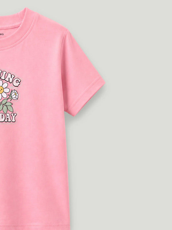 BambooTEC™ Girls Kids T-Shirt – Growing Everyday Flower Print Soft Tee