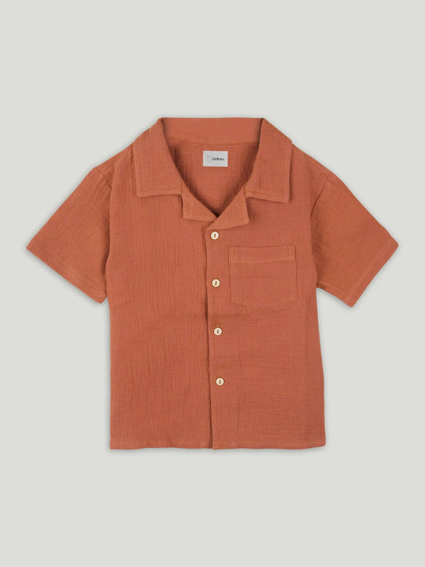 Light Organic Cotton Shirt & Pant Rust Co-ord Set