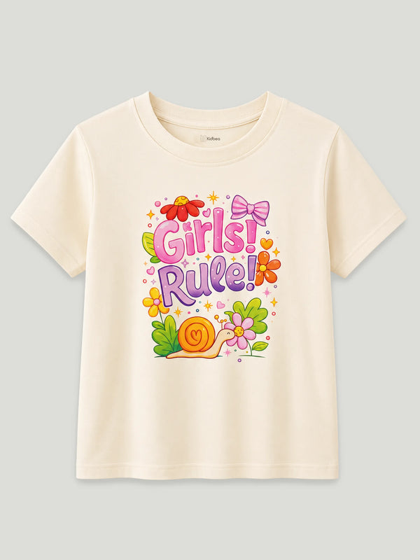 BambooTEC™ Girls T-Shirt – Girls Rule Print Soft Breathable Half Sleeve Tee